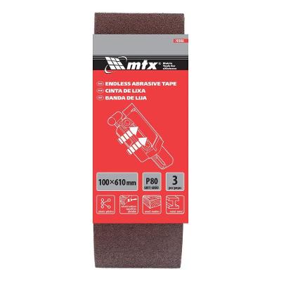 Cinta de Lixa 80 X 610 X 100 P80 3 Peças Óxido de Alumínio Vermelho Mtx