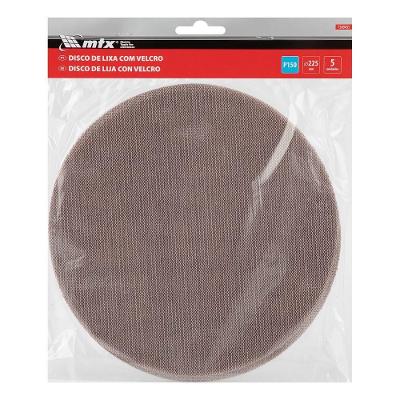 Disco de Lixa Telado com Velcro Grão 150 225mm Parede e Teto Vermelho Kit 5 Unidades MTX