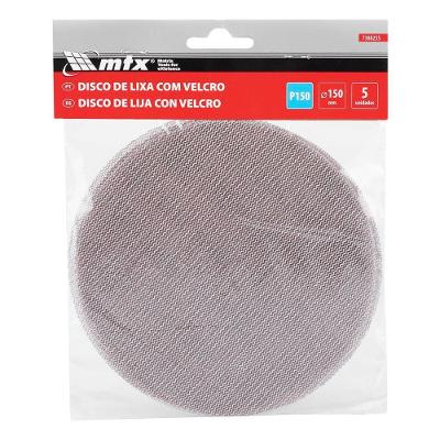 Disco de Lixa Telado com Velcro Grão 150 150mm Vermelho Kit 5 Unidades Mtx