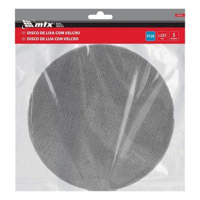 Disco de Lixa Telado com Velcro Grão 120 225mm Parede e Teto Vermelho Kit 5 Peças MTX