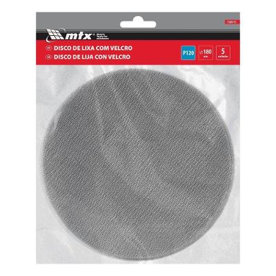 Disco de Lixa Telado com Velcro 180mm Grão 120 para Lixamento de Paredes Vermelho MTX