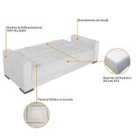 Sofá Cama 3 Lugares Jobim Suede Branco