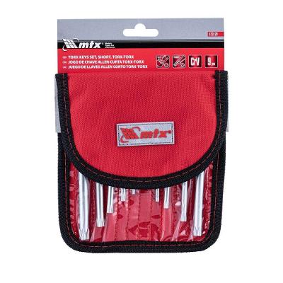 Jogo de Chaves Torx Curta T10 a T50 9 Peças em Aço Cromo Vanádio Vermelho MTX