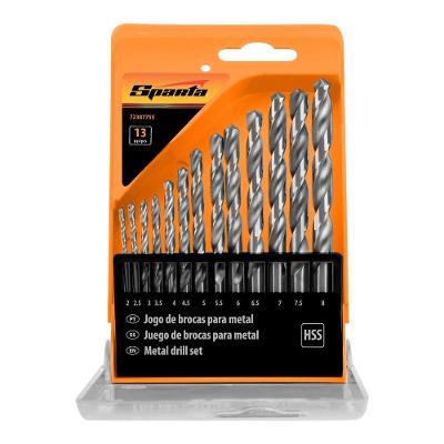 Jogo de Brocas para Metal 2-8mm 13 Peças Hss Cilíndrica Laranja Sparta Ferramentas