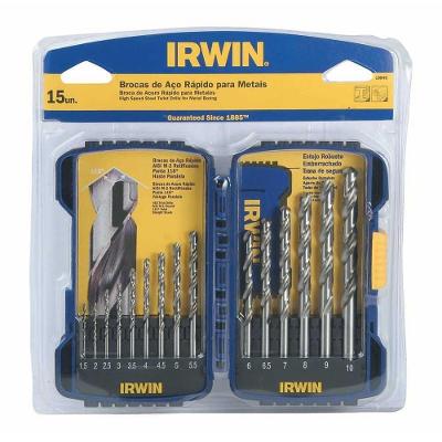 Jogo de Brocas de Aço Rápido Hss Din 338 1,5mm a 10,0mm com 15 Peças Irwin