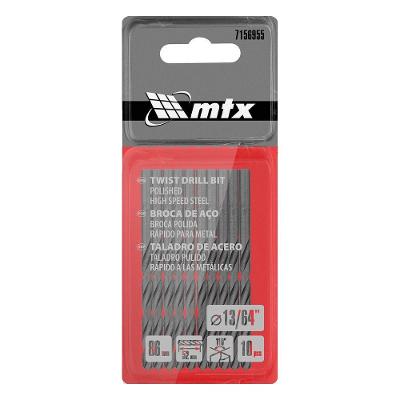 Jogo de Broca para Metal Aço Rápido Standard 13-64'' 10 Peças Vermelho Mtx