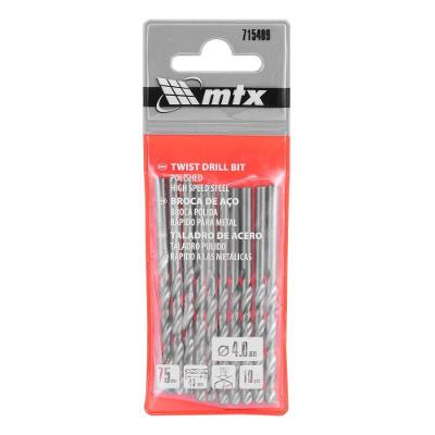 Jogo de Broca de Aço Rápido para Metal 4,0mm 10 Peças Hss 715409 Mtx