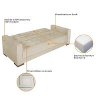 Sofá Cama 3 Lugares Jobim Suede Bege - 5