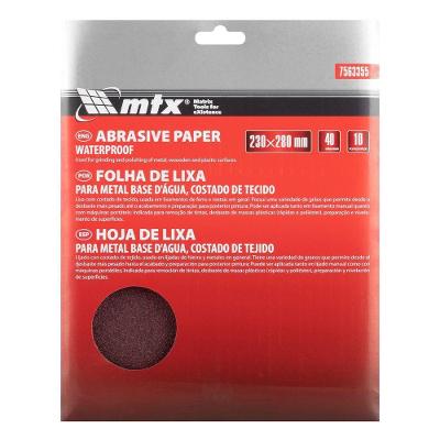 Folha de Lixa de Tecido Grão 40 230x280mm para Remoção Agressiva Vermelho MTX