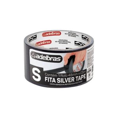 Fita Adesiva Reforçada Multiuso Silver Tape para Fixação Preto 48mm X 5m Adelbras