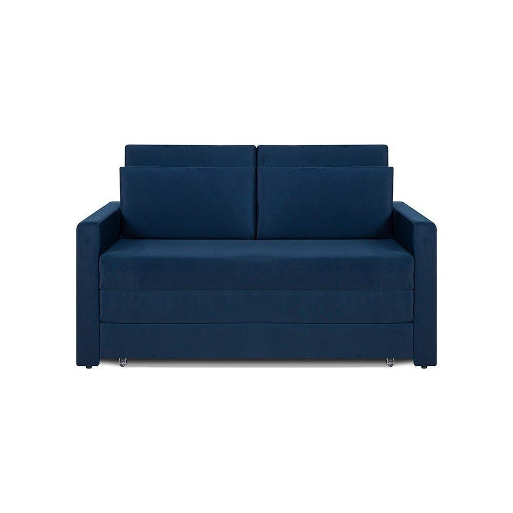 Sofá Cama Castor Casal Salerno Max Suede Azul - 1