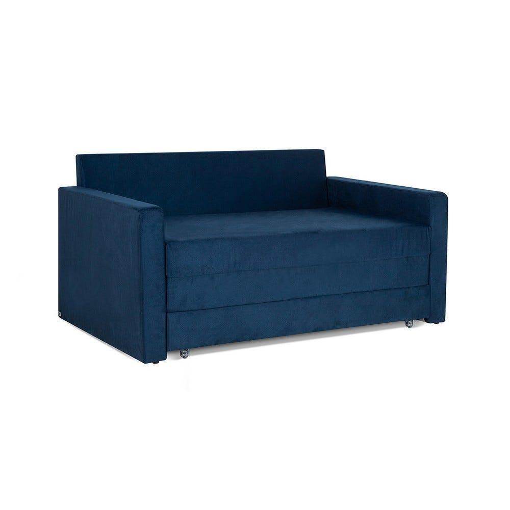 Sofá Cama Castor Casal Salerno Max Suede Azul - 2