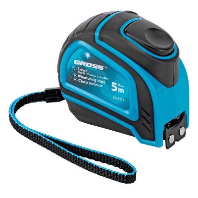 Trena Curta 5m 25mm Autostop 3255255 com Leitura em mm e Polegadas Azul Gross