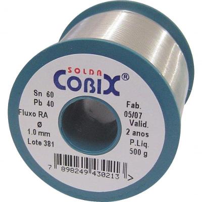 Solda em Fio com Fluxo 60x40 1,0MM 500G Alta Pureza com Tratamento Dross Free Cobix