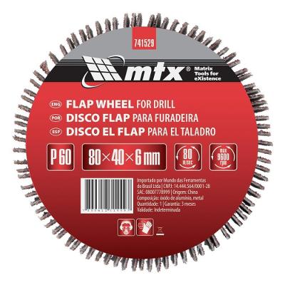 Roda de Lixa com Haste para Furadeira 741529 P 60 6000 RPM Vermelho Mtx