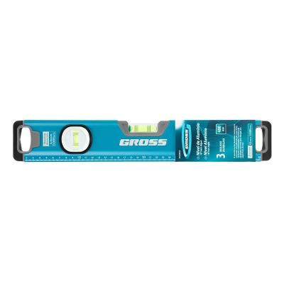 Nível de Alumínio Magnético 3 Bolhas 400mm Encaixe 3-4'' Azul Gross