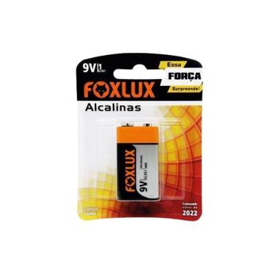 Bateria Alcalina 9V 6LR61 Retangular para Equipamentos Eletrônicos Foxlux