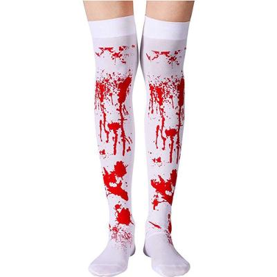 Meia 7-8 Cosplay Halloween Nylon Spandex Tamanho Único Adulto 1 Par Sangue Claro OEM