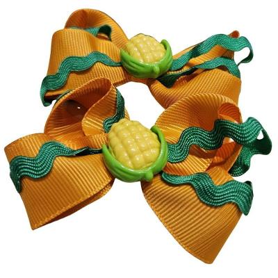 Laço de Cabelo Bico de Pato Festa Junina Girassol Ou Milho 5CM X 9CM com 2 Unidades Estampadas