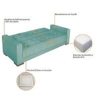 Sofá Cama 3 Lugares Jobim Suede Azul Tiffany