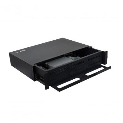 Caixa DIO para Rack 19" Modelo 48fo para 48 Fibras Ópticas Preto Evus