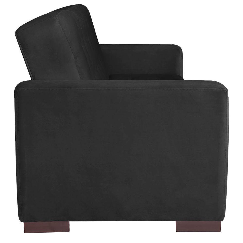 Sofá Cama 3 Lugares Jobim Suede Preto - 6