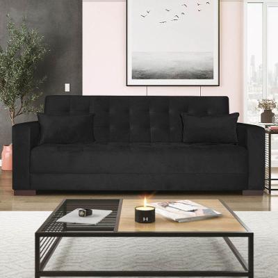Sofá Cama 3 Lugares Jobim Suede Preto