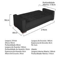 Sofá Cama 3 Lugares Jobim Suede Preto - 8