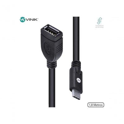 Cabo USB Tipo C C20UAF-2 Extensor USB a Fêmea 2.0 1,8M Preto Vinik