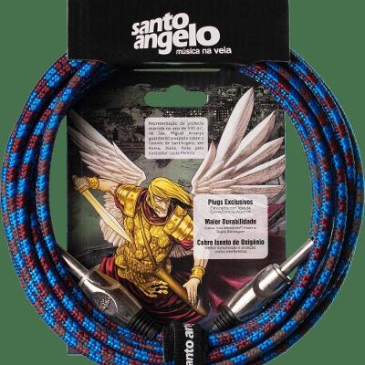 Cabo para Guitarra Angel TX 0,30MM P10-P10 90º 15FT 4,57M Têxtil Alta Durabilidade Santo Angelo