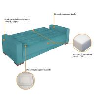 Sofá Cama 3 Lugares Jobim Suede Azul Turquesa - 5