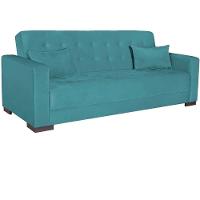 Sofá Cama 3 Lugares Jobim Suede Azul Turquesa - 9