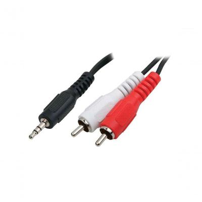 Cabo de Áudio P2 para Rca 1 P2 Estéreo +2 Rca Macho 1 e 50 Metros Níquel Preto NWT