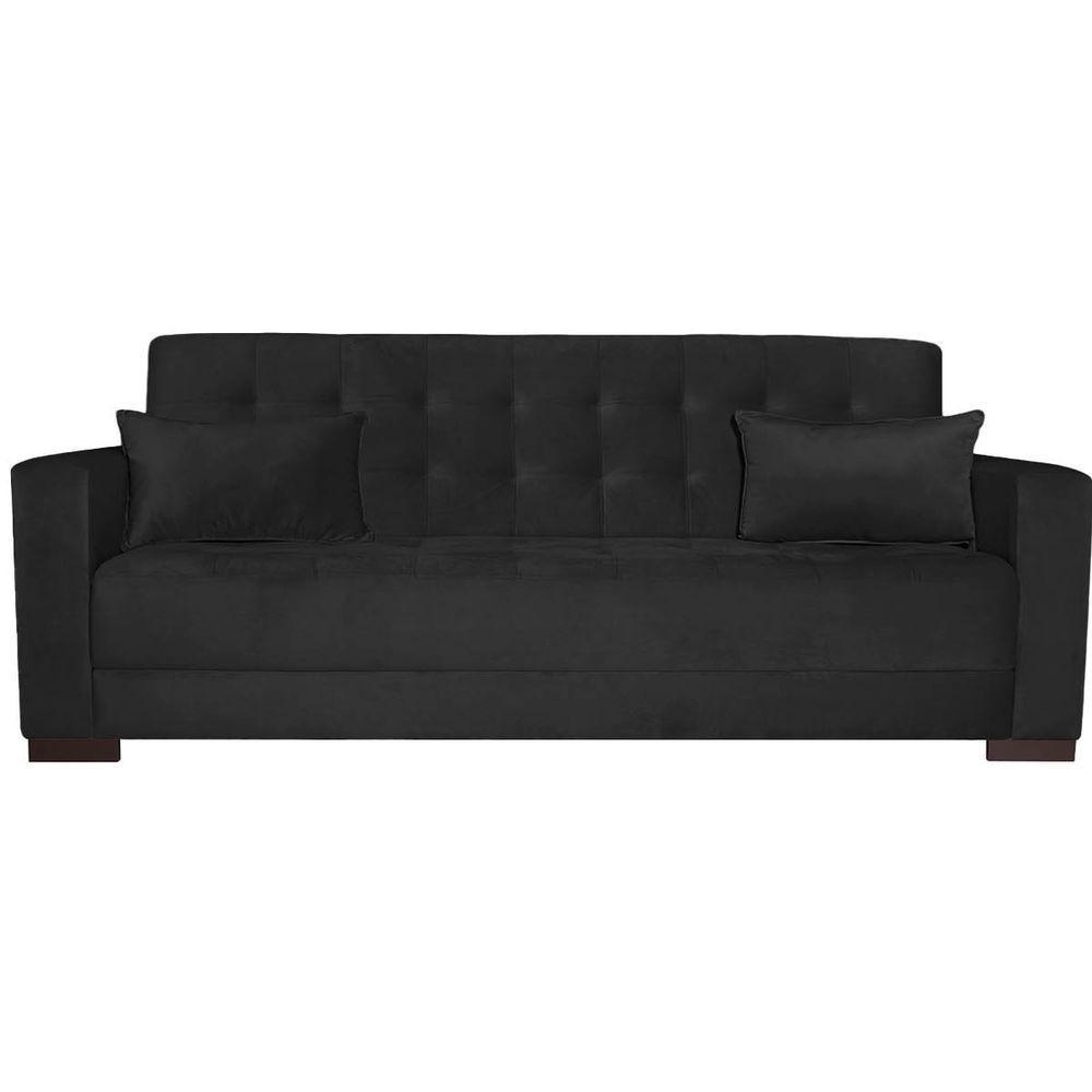 Sofá Cama 3 Lugares Jobim Suede - Amarena Móveis Preto - 5