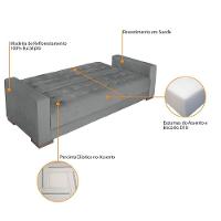 Sofá Cama 3 Lugares Jobim Suede - Amarena Móveis Cinza - 6