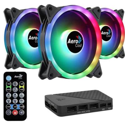 Kit de Coolers para Computador Duo 12 Pro ARGB com 3 Ventiladores 120MM e Hub H66F Preto Aerocool