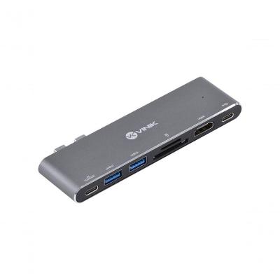 Hub USB Tipo C HC-72 7 em 2 com 2 USB 3.0 HDMI 4K Leitor SD TF Thunderbolt 3 Power Delivery 60W