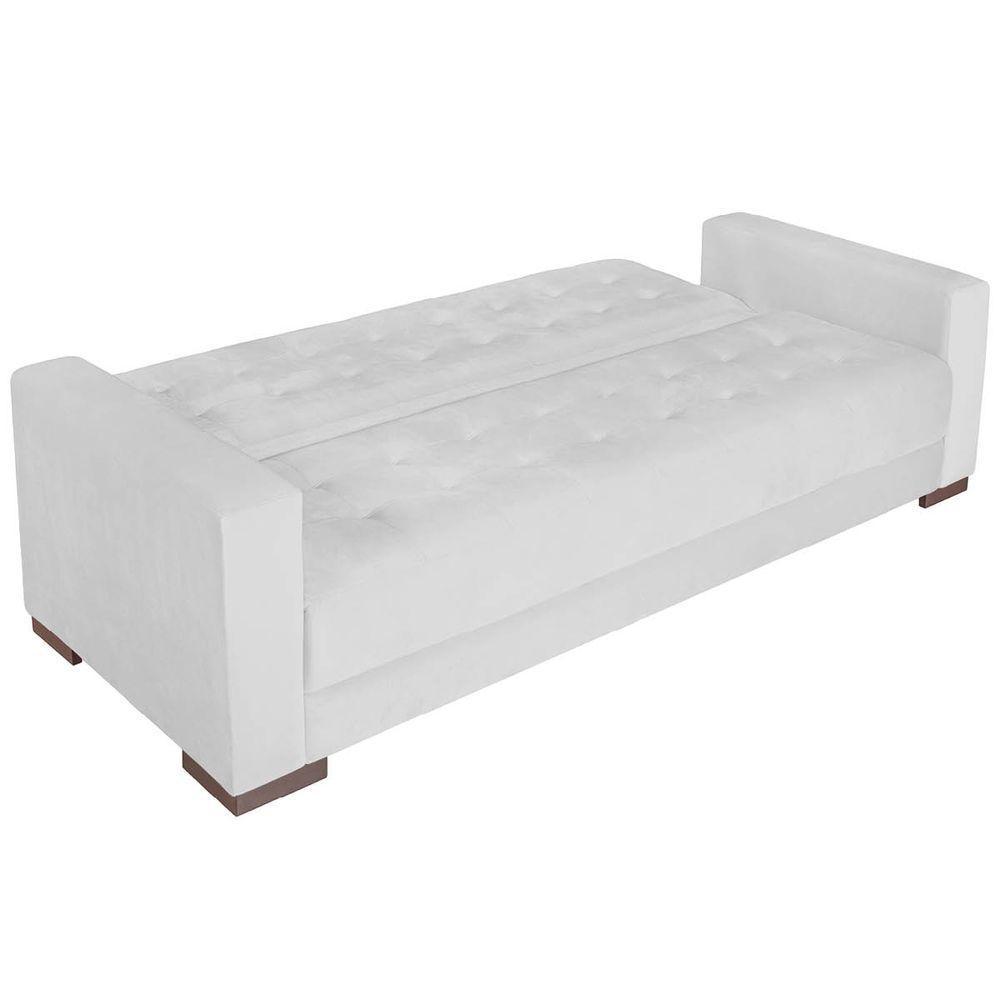 Sofá Cama 3 Lugares Jobim Suede - Amarena Móveis Branco - 4