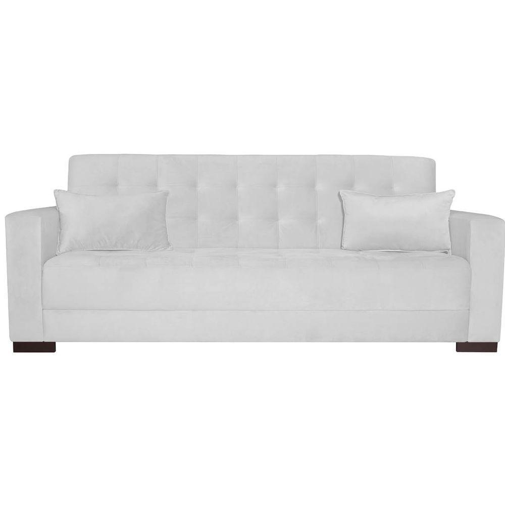 Sofá Cama 3 Lugares Jobim Suede - Amarena Móveis Branco - 7