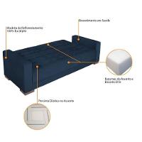 Sofá Cama 3 Lugares Jobim Suede - Amarena Móveis Azul Marinho - 6