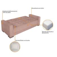 Sofá Cama 3 Lugares Jobim Linho - Amarena Móveis Rosê - 6