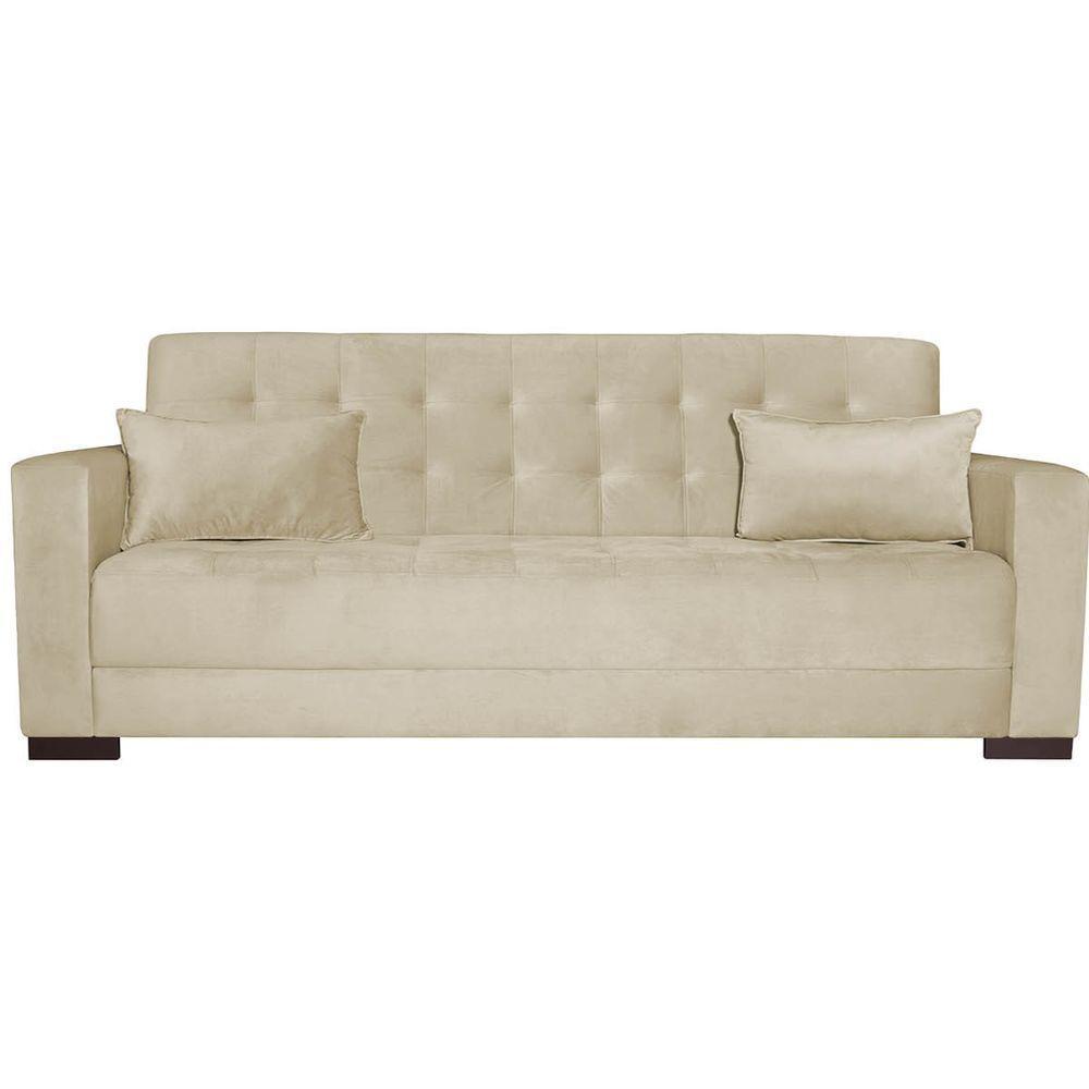 Sofá Cama 3 Lugares Jobim Linho - Amarena Móveis Bege - 5