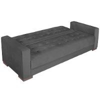 Sofá Cama 3 Lugares Jobim Linho - Amarena Móveis Cinza Escuro