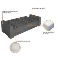 Sofá Cama 3 Lugares Jobim Linho - Amarena Móveis Cinza Escuro - 6