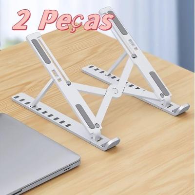 Suporte para Notebook Compacto Articulado com Ajuste Ergonômico Portátil Preto Kit 2 Unidades OEM