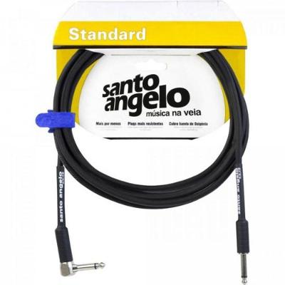 Cabo para Instrumentos Musicais Angel l 4,57M com Conectores P10 X P10 90º Preto Santo Angelo