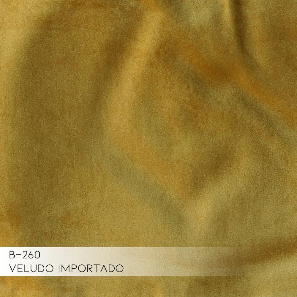 Sofá 4 Lugares com Chaise Base de Madeira Euro 255 Cm Veludo Mostarda - 10