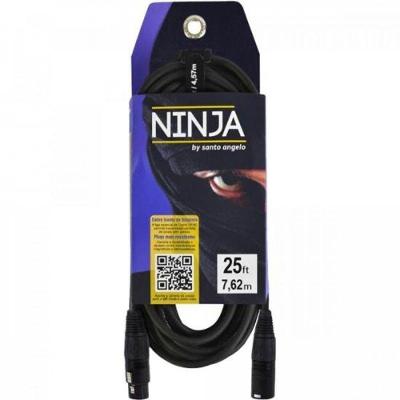 Cabo para Microfone Balanceado Ninja Lw B [F002] com Conectores XLR Macho X XLR Fêmea 7,62M Preto