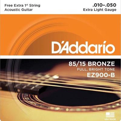 Encordoamento para Violão de Aço EZ900 .010-.050 Som Vibrante Sustain Prolongado Bronze D'Addario