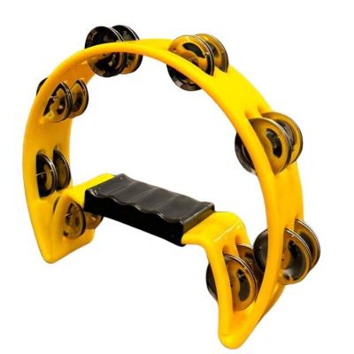 Pandeiro Meia Lua Pandeirola Colorido com 16 Pares de Platinelas em Inox Amarelo OEM